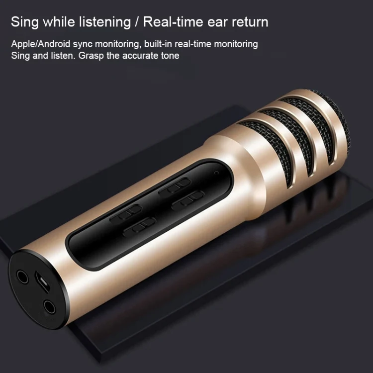 BGN-C7 Condenser Microphone Dual Mobile Phone Karaoke Live Singing Microphone Built-in Sound Card(Red)