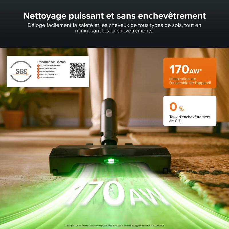 Roborock H60 Hub Pro – Aspirateur sans fil avec station de vidage automatique