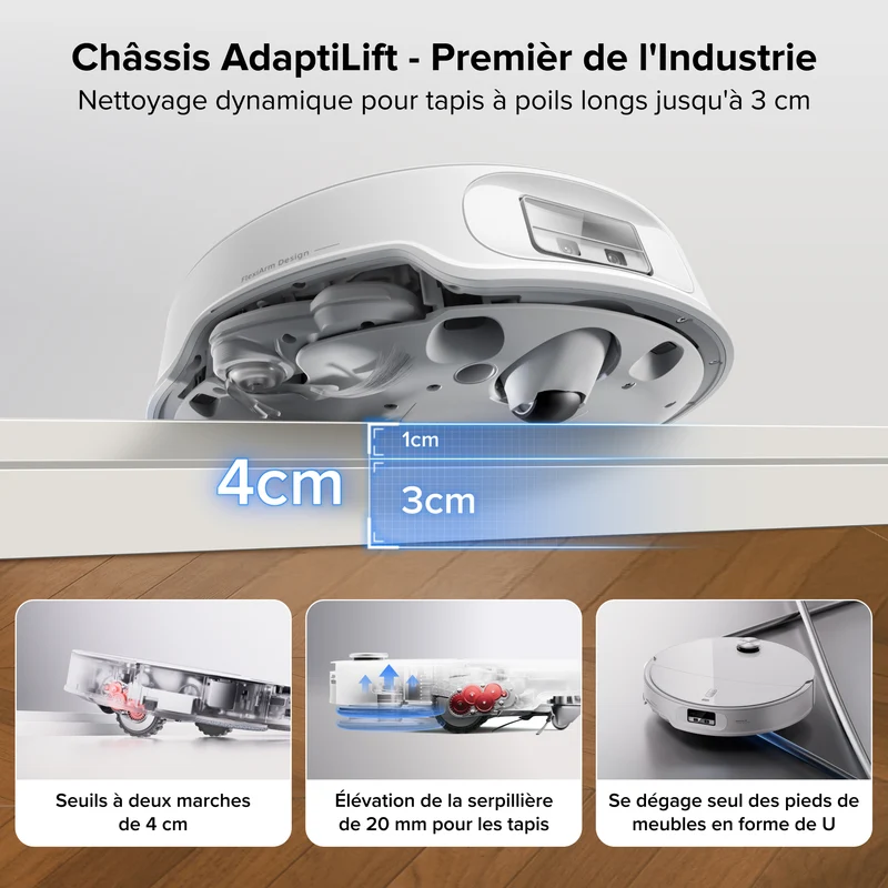 Roborock Qrevo Curv 2 Pro robot aspirateur laveur ultrafin 7,98 cm avec puissante de 25 000 Pa