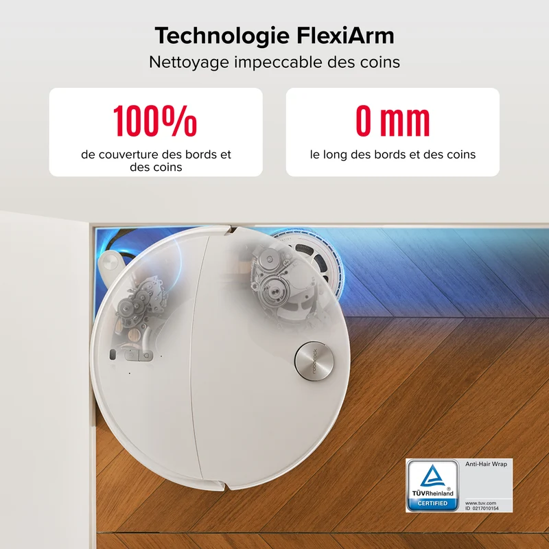 Roborock Qrevo Curv 2 Pro robot aspirateur laveur ultrafin 7,98 cm avec puissante de 25 000 Pa