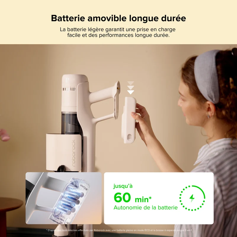 Roborock H60 Hub aspirateur balai sans fil avec station d'accueil à vidage automatique