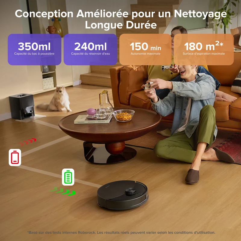 Roborock Q10 S5+ Set robot aspirateur laveur de VibraRise 2.0 avec avec station de vidage automatique