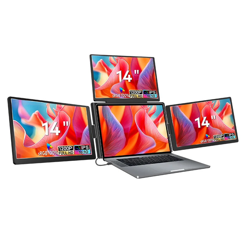 14" Triple Screen Extender for Laptop – Type-C, 16:10, Supports Up to 17"
