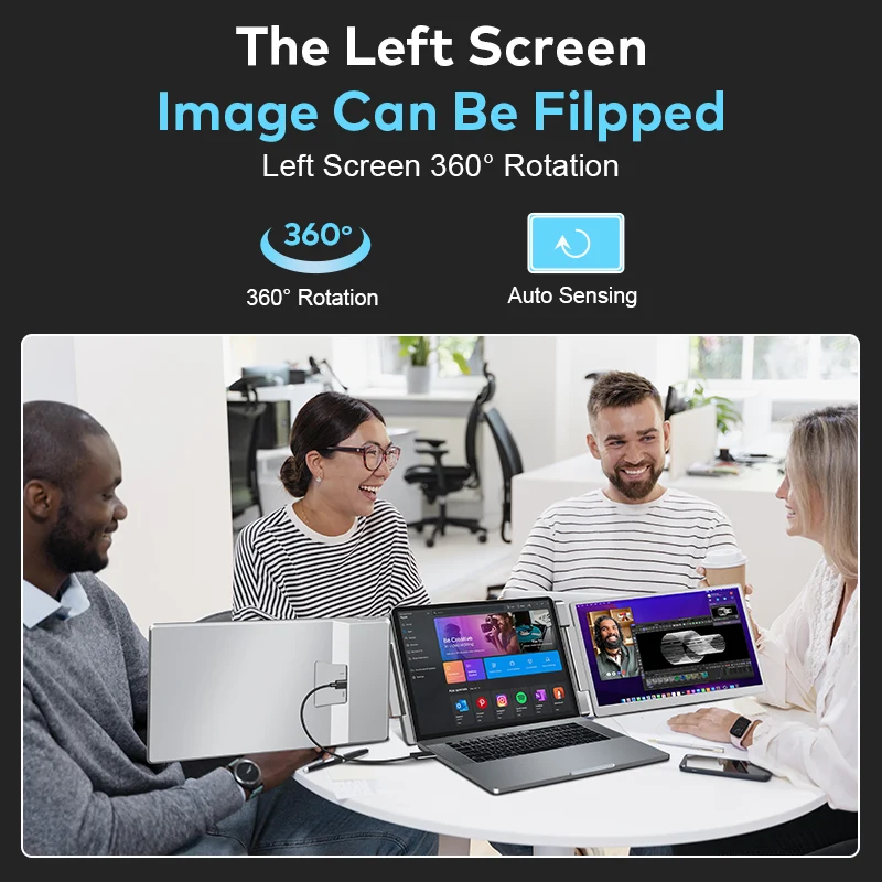 14" Screen Extender – 360° Flip, 245° Rotation, 12–17" Compatible