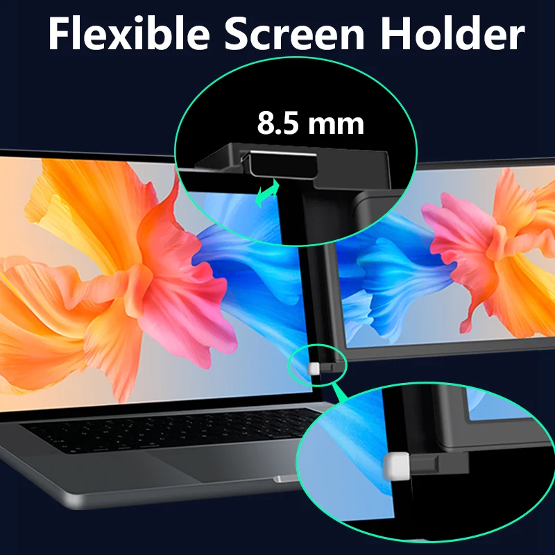 14" Triple Screen Laptop Extender – IPS, USB-C, Dual Monitors