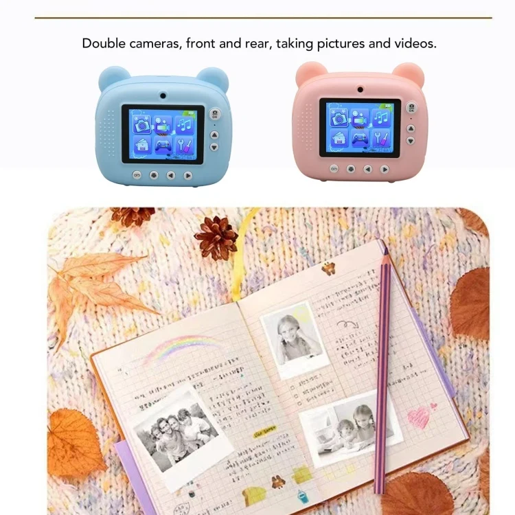 Children Instant Print Camera 1080P 2.4-Inch IPS Screen Dual Lens Photography Camera(Blue)