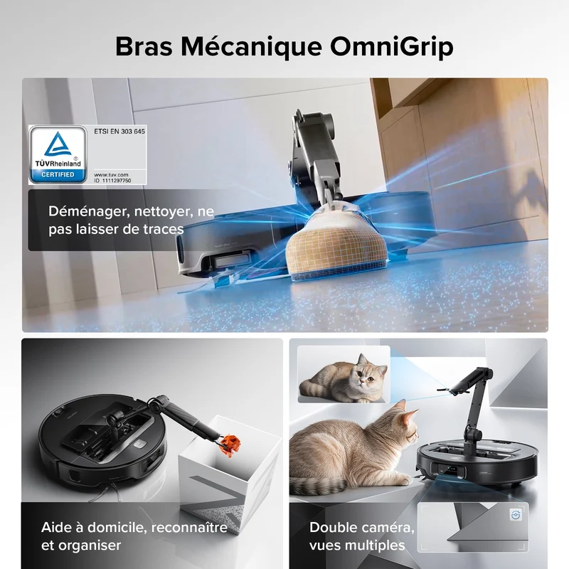 Roborock Saros Z70 robot aspirateur laveur avec bras mécanique OmniGrip™