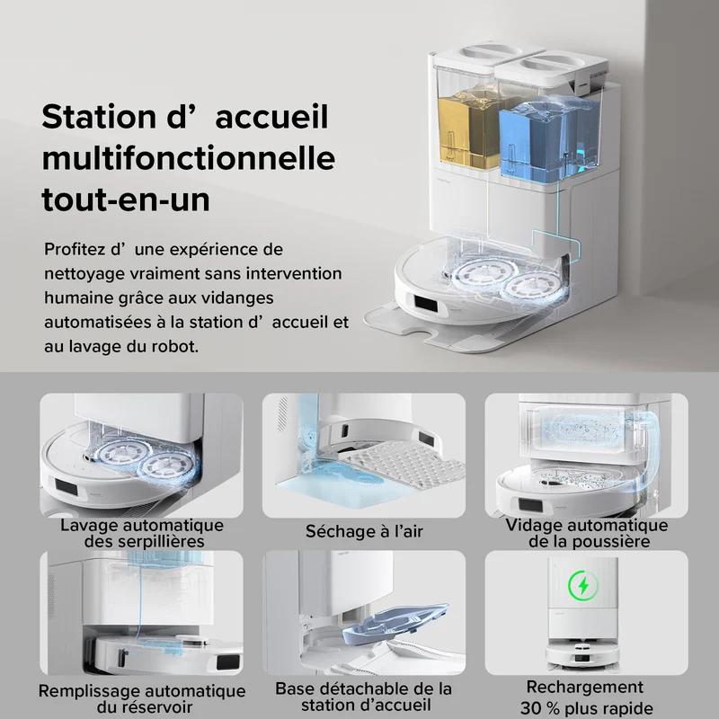 Roborock QV 35A ( Qrevo S amélioré ) robot aspirateur laveur avec station d’accueil multifonctionnelle