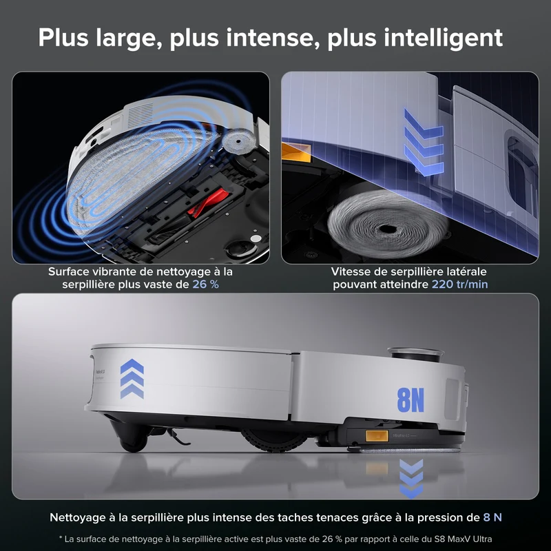 Roborock Saros 10 ( S8 MaxV Ultra amélioré ) robot aspirateur laveur avec station d’accueil multifonctionnelle RockDock® Ultra