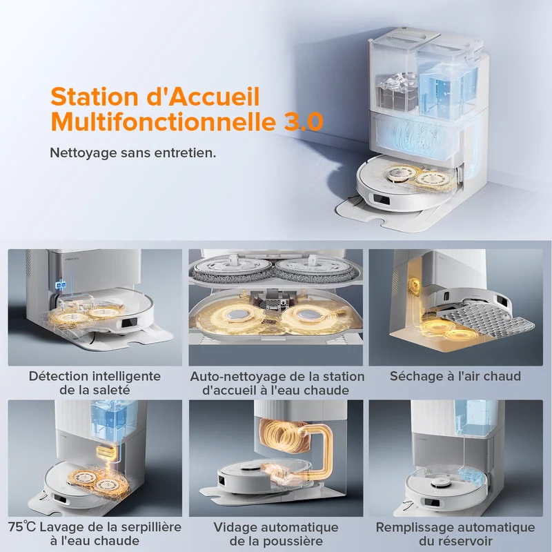 Roborock Qrevo Edge S5A robot aspirateur laveur avec station d’accueil multifonctionnelle 3.0