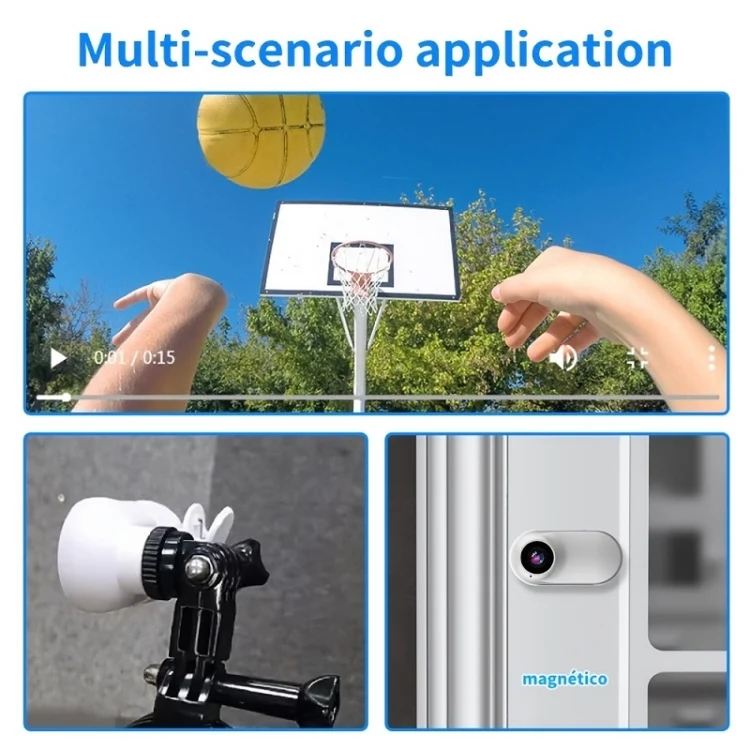 Magnetic Thumb Camera Portable HD Camera For Outdoor Cycling, Model: Standard+Pet Silicone Collar