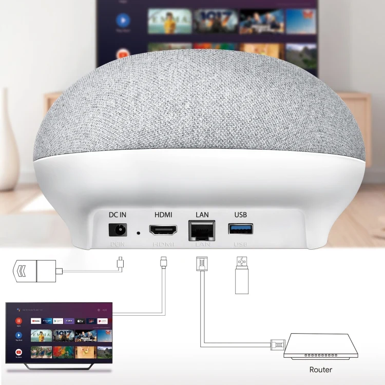 KA1 Smart TV Speaker Android 11 TV Box with Remote Control, Amlogic S905X4 Quad Core Cortex-A55, 4GB+32GB, Dual-Band / Bluetooth / Ethernet / OTT(EU Plug)