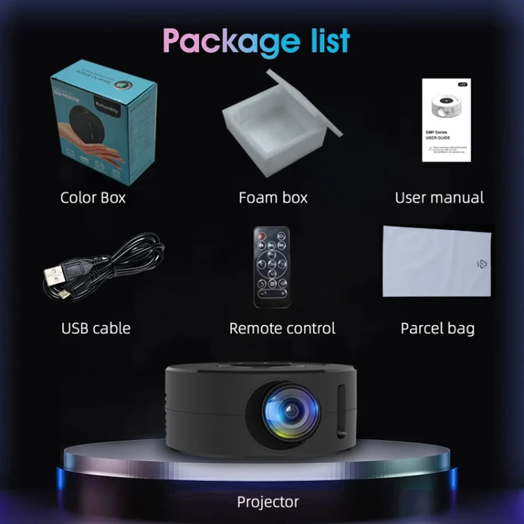 YT200 320 X 180P LED HD Mini Projector USB Powered Support Wired Connection Phone Screen(Black)