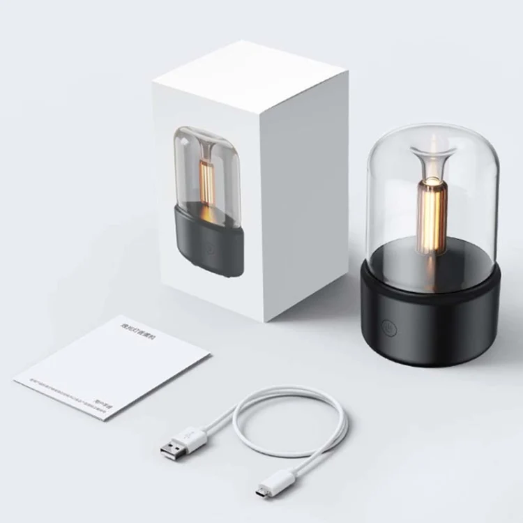 120ML Simulated Candlelight Aroma Diffuser USB Home Atmosphere Night Light Humidifier(Beige)